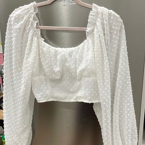 White Balloon Sleeve crop top